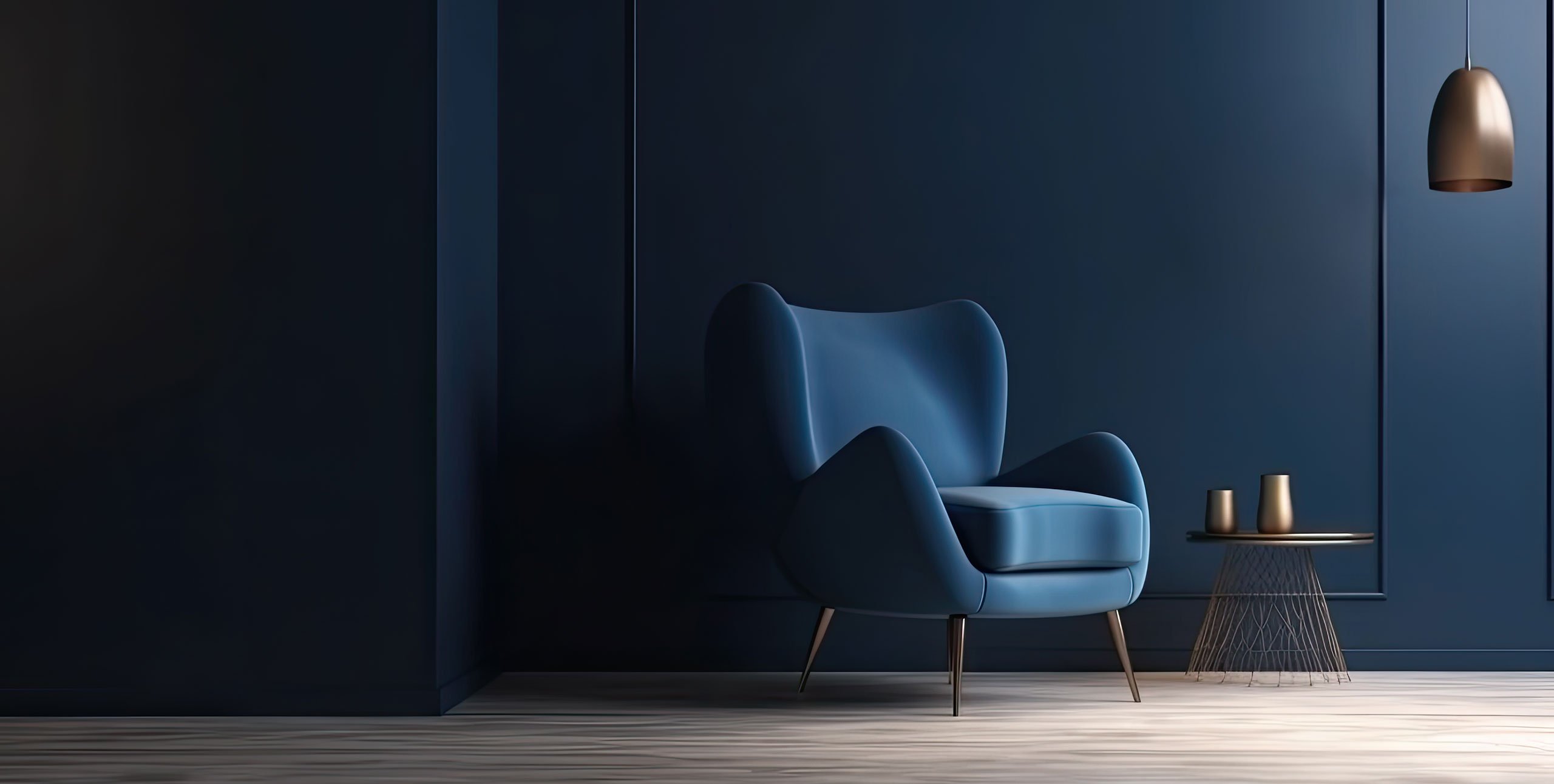 3d scan furniture navy chair against navy background