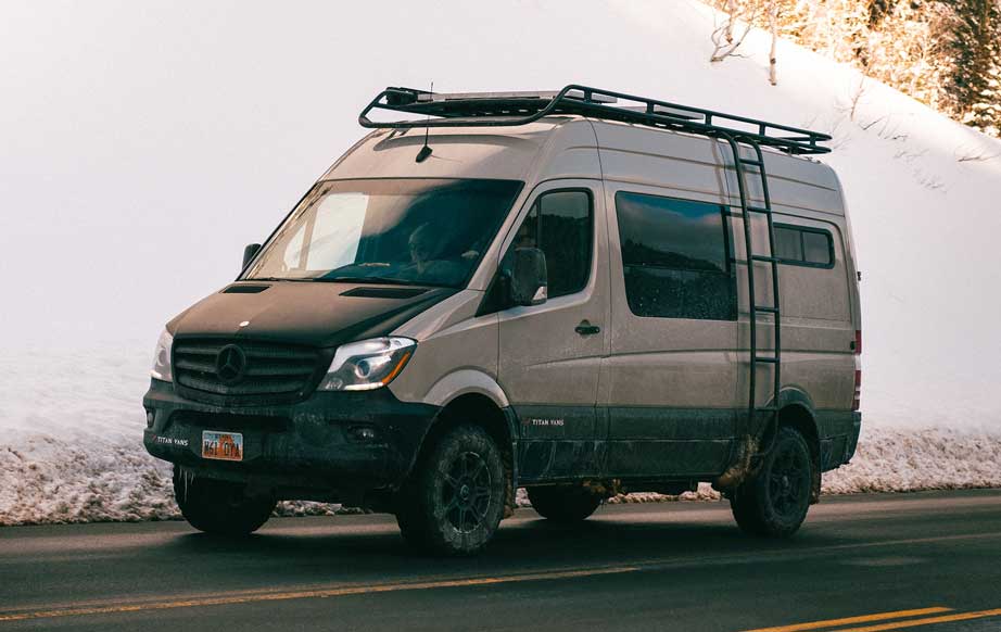 van fitted with custom racking