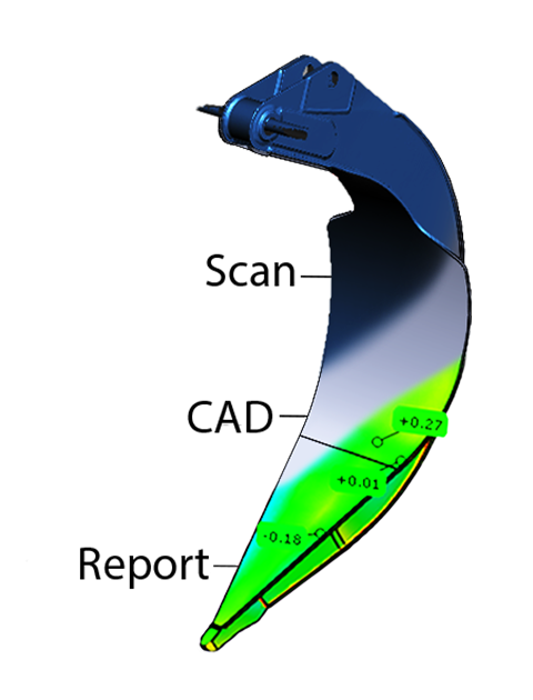 3d scanned reverse engineered inspection report scan to CAD
